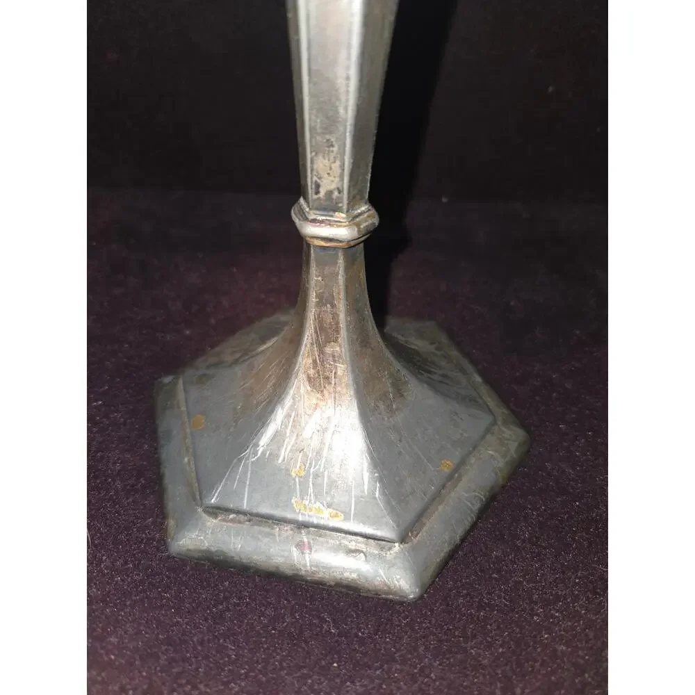 Vintage Weidlich Brothers Silver Plate Candlestick Holder Art Deco #2226 WB Mfg